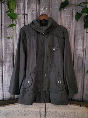 Utility Anorak Cargo Jacket Coat Plus Size 20 Charcoal Grey Womens  NWOT